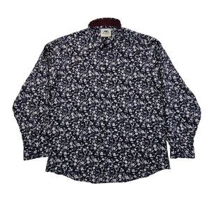 Filthy Etiquette Shirt Men's 2XL Navy Blue Floral Long Sleeve Button Up EUC LN